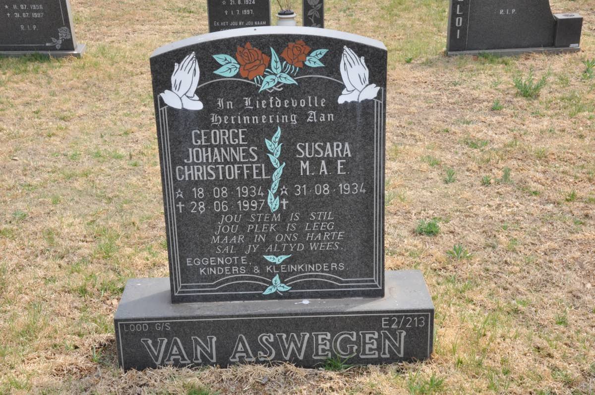 ASWEGEN George Johannes Christoffel, van 1934-1997 &amp; Susara M.A.E. 1934-