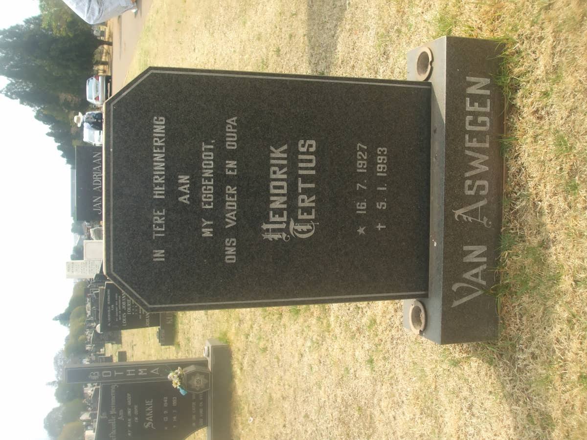 ASWEGEN Hendrik Tertius, van 1927-1993