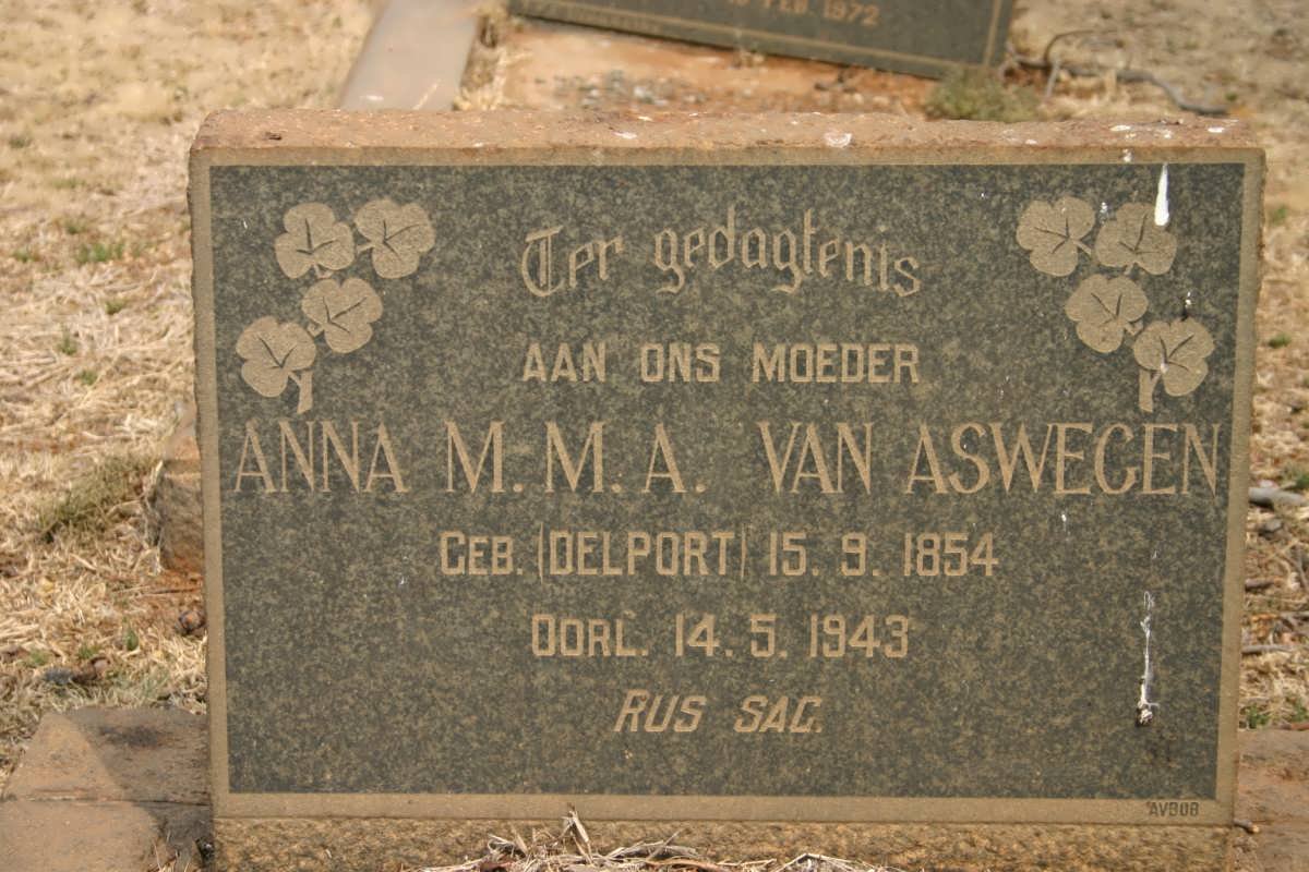 ASWEGEN Anna M.M.A., van nee DELPORT 1854-1943