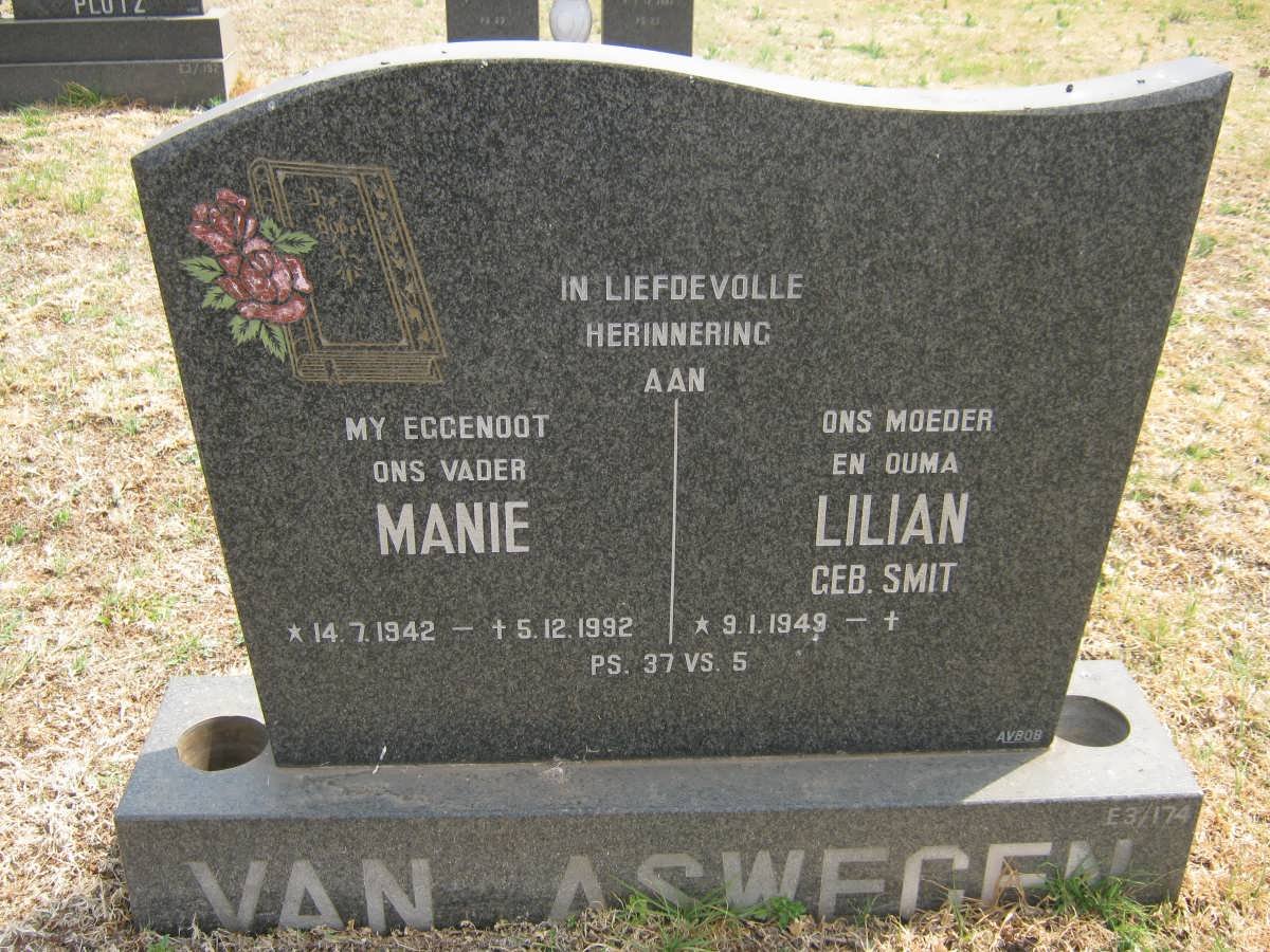 ASWEGEN Manie, van 1942-1992 &amp; Lilian SMIT 1949-