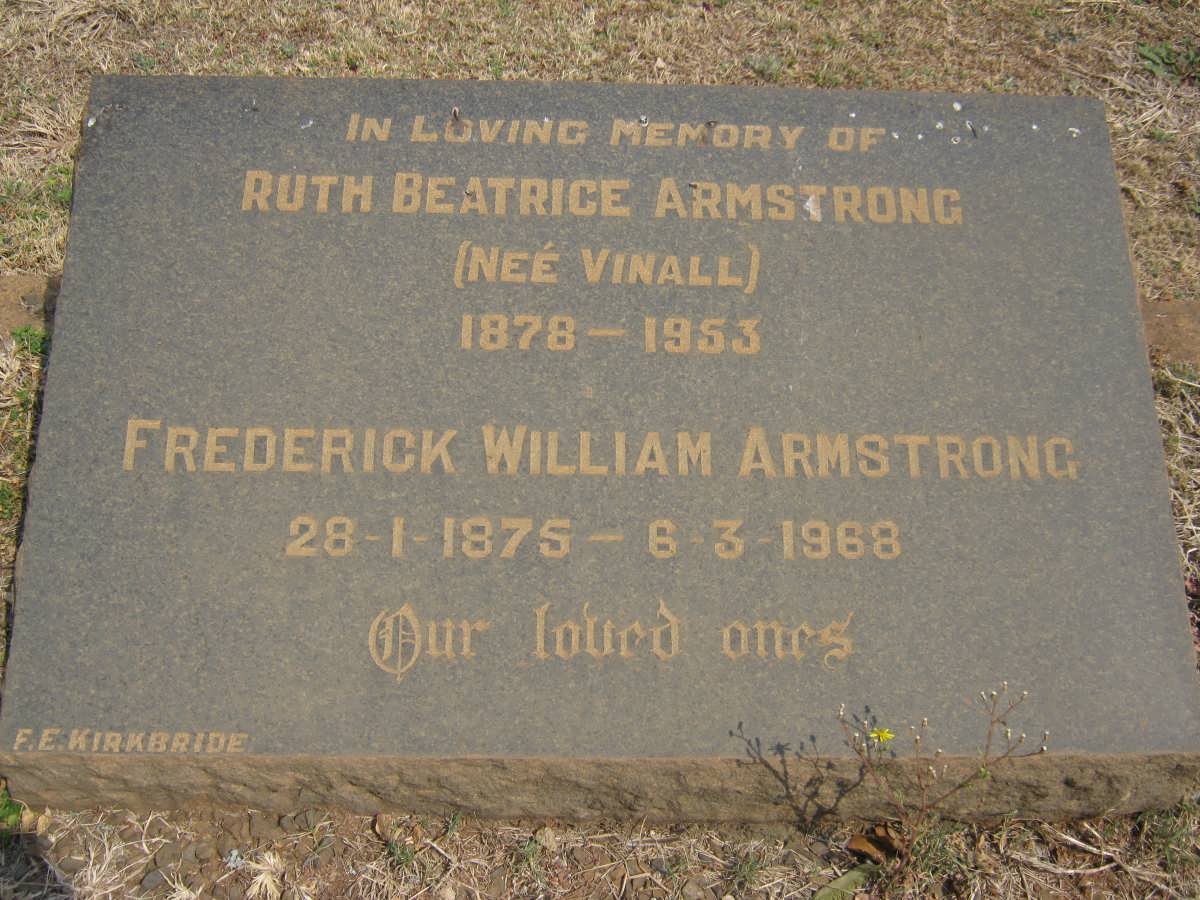 ARMSTRONG Frederick William 1875-1968 &amp; Ruth Beatrice VINALL 1878-1953