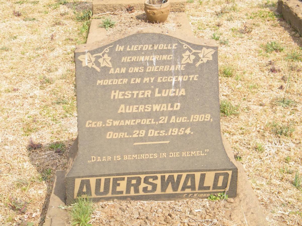 AUERSWALD Hester Lucia nee SWANEPOEL 1909-1954