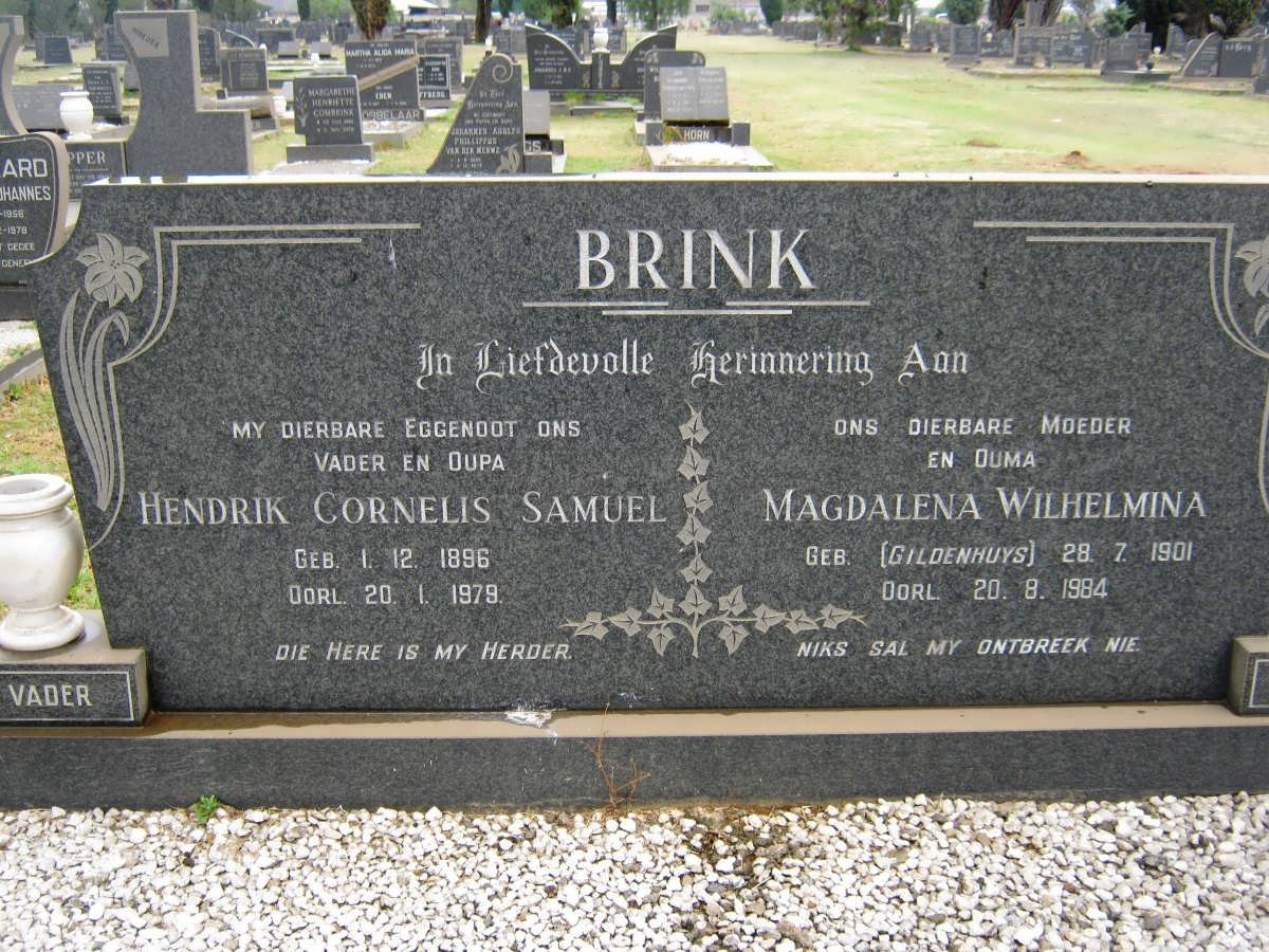 BRINK Hendrik Cornelis Samuel 1896-1979 &amp; Magdalena Wilhelmina GILDENHUYS 1901-1984
