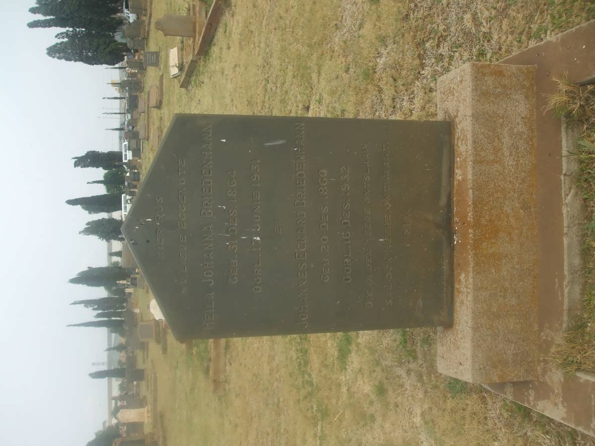 BRIEDENHANN Johannes Eckard 1860-1932 &amp; Heila Johanna 1864-1931