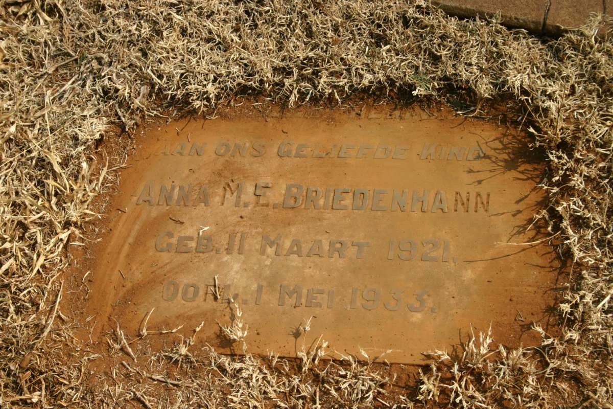 BRIEDENHANN Anna M.E. 1921-1933