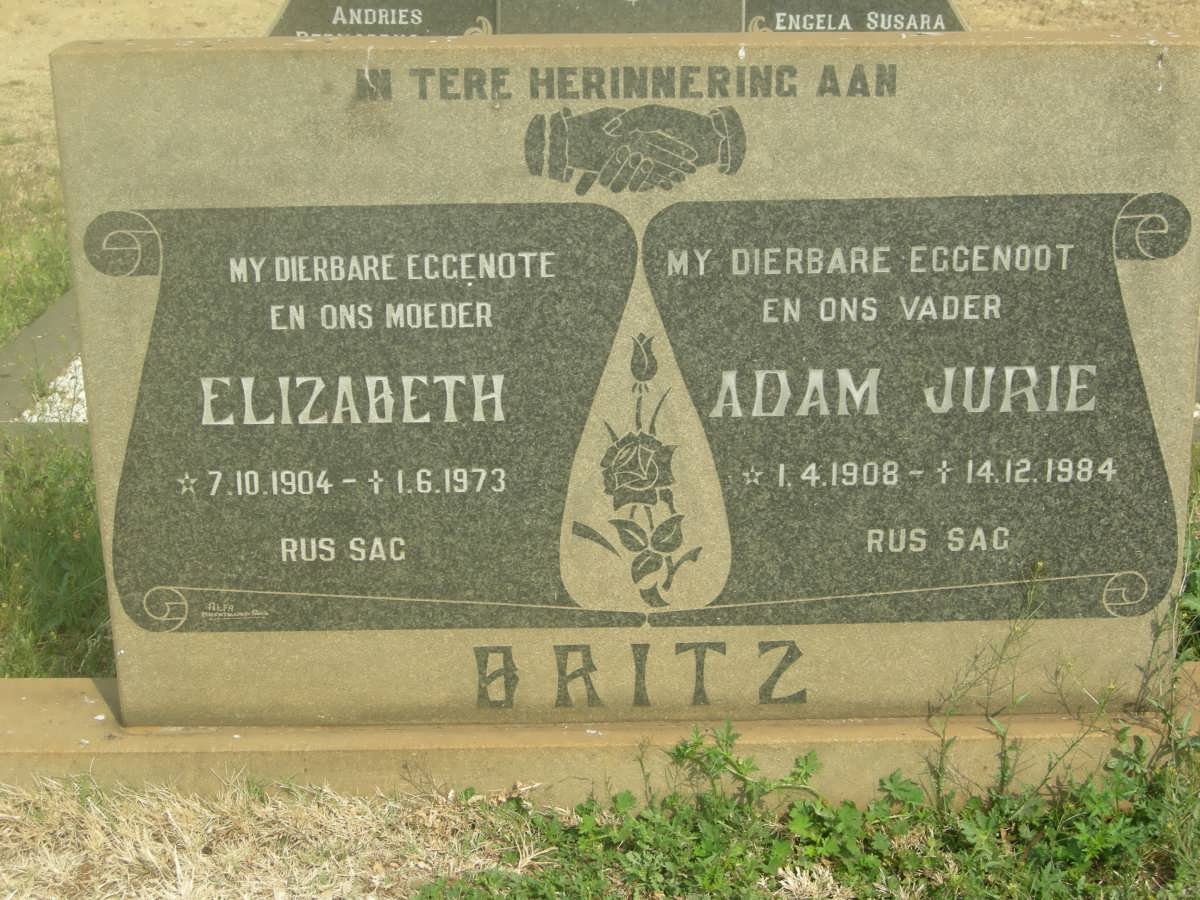 BRITZ Adam Jurie 1908-1984 &amp; Elizabeth 1904-1973