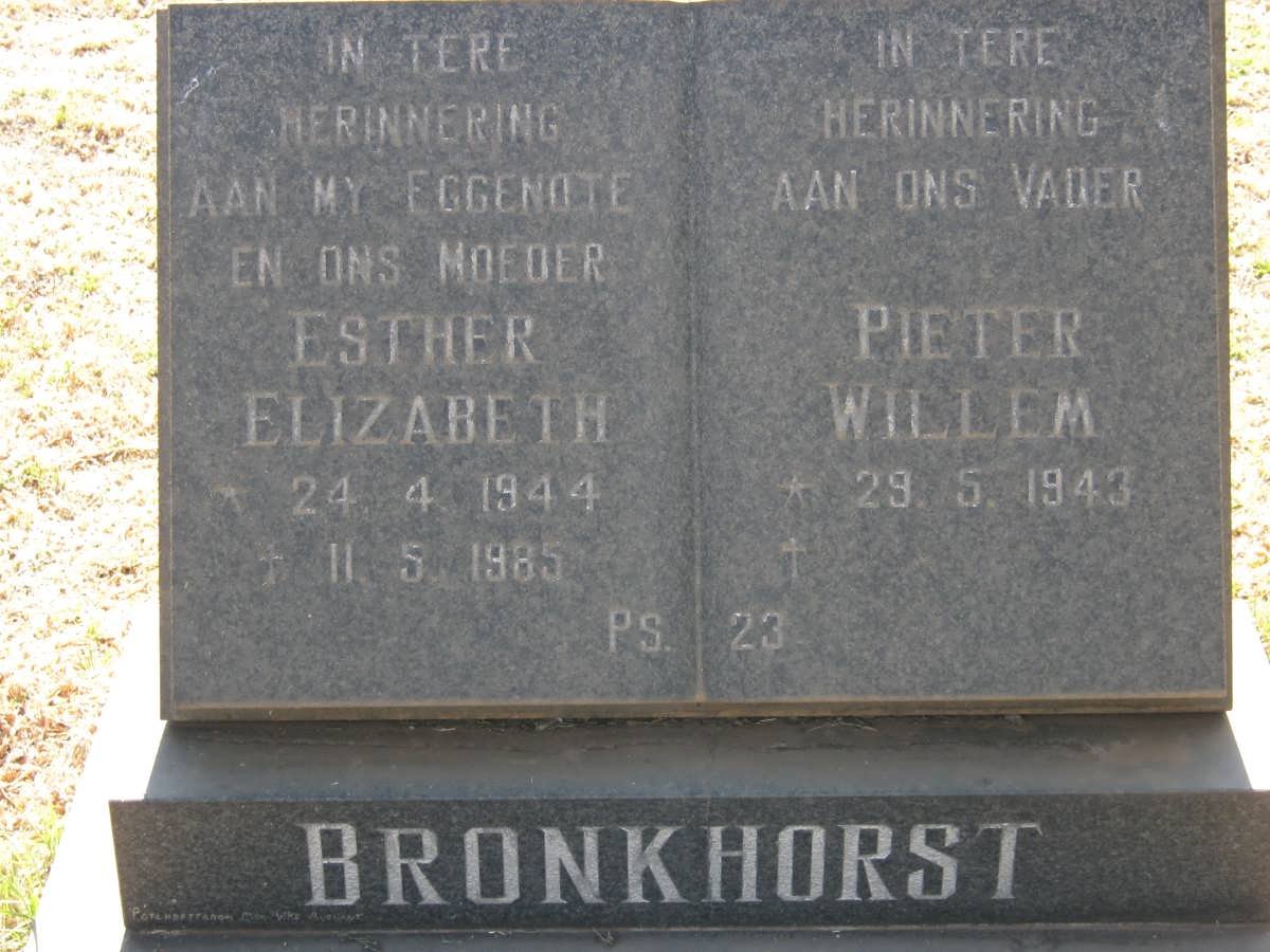 BRONKHORST Pieter Willem 1943- &amp; Esther Elizabeth 1944-1985