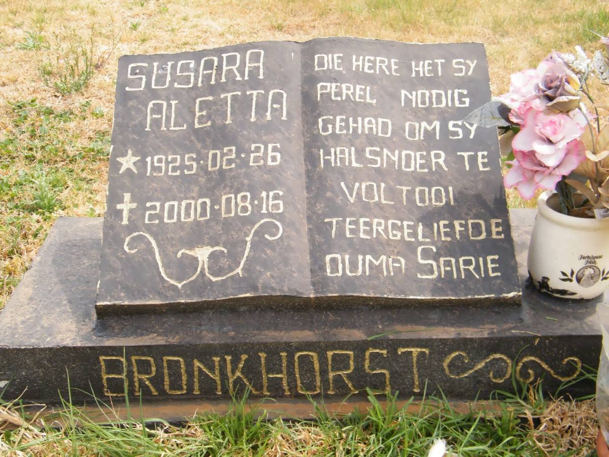 BRONKHORST Susara Aletta 1925-2000