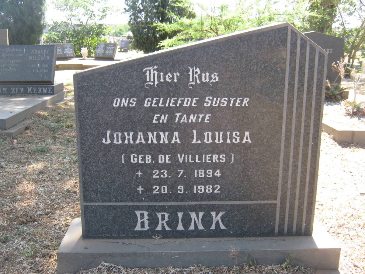 BRINK Johanna Louisa nee DE VILLIERS 1894-1982