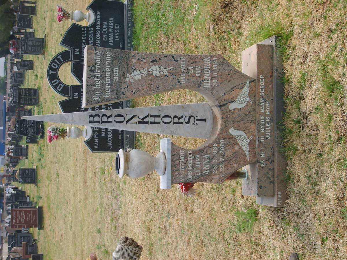 BRONKHORST Hendrik 1929- &amp; Anna 1936-2000