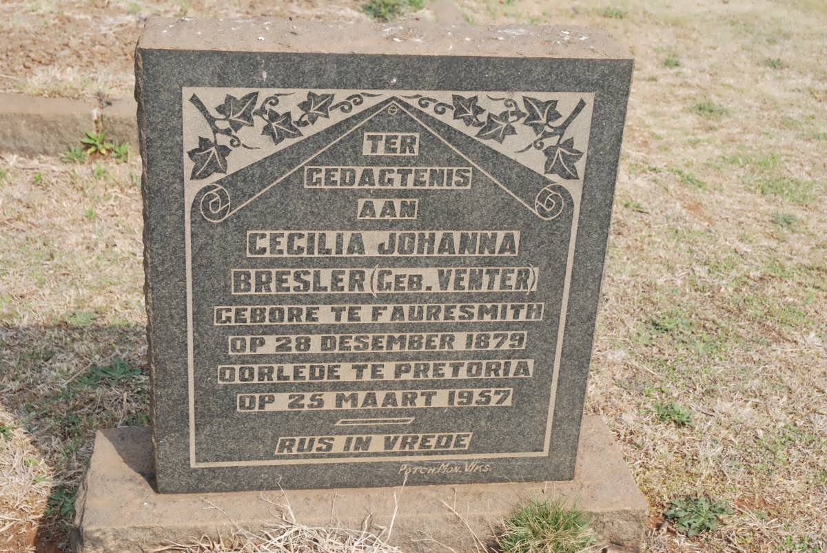 BRESLER Cecilia Johanna nee VENTER 1879-1957