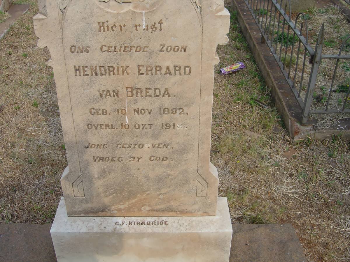 BREDA Hendrik Errard, van 1892-1918