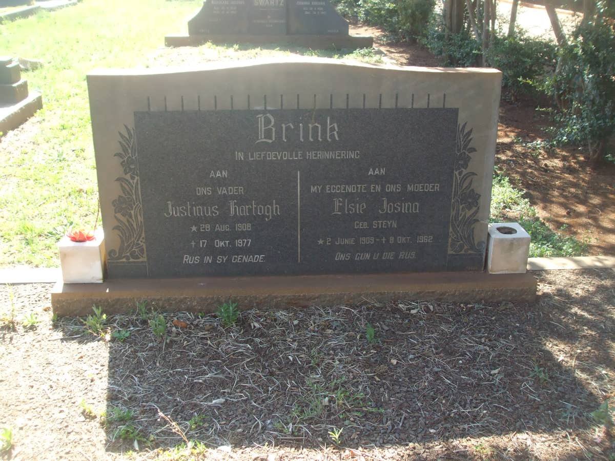 BRINK Justinus Hartogh 1908-1977 &amp; Elsie Josina STEYN 1909-1962