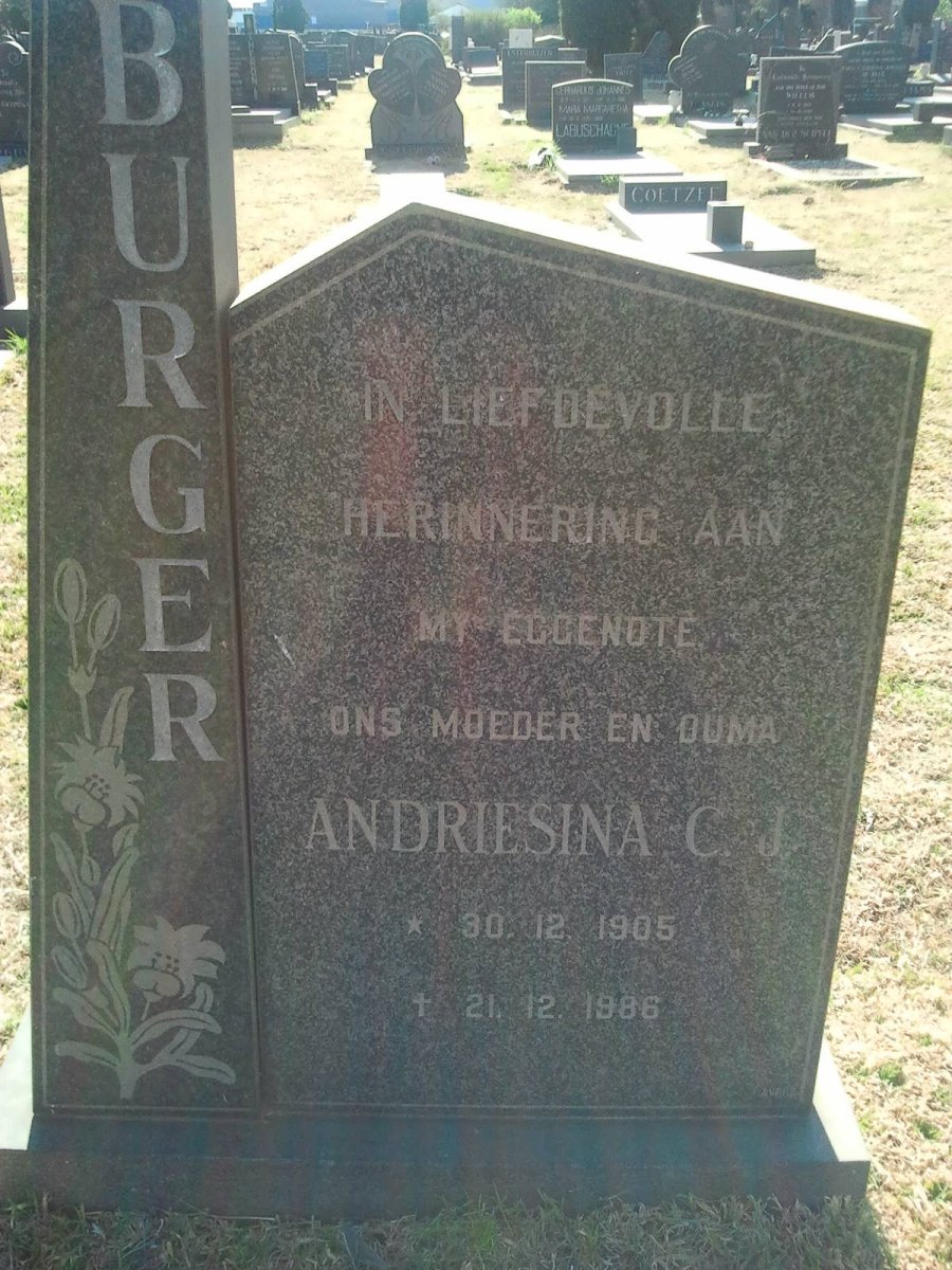 BURGER Andriesina C.J. 1905-1986