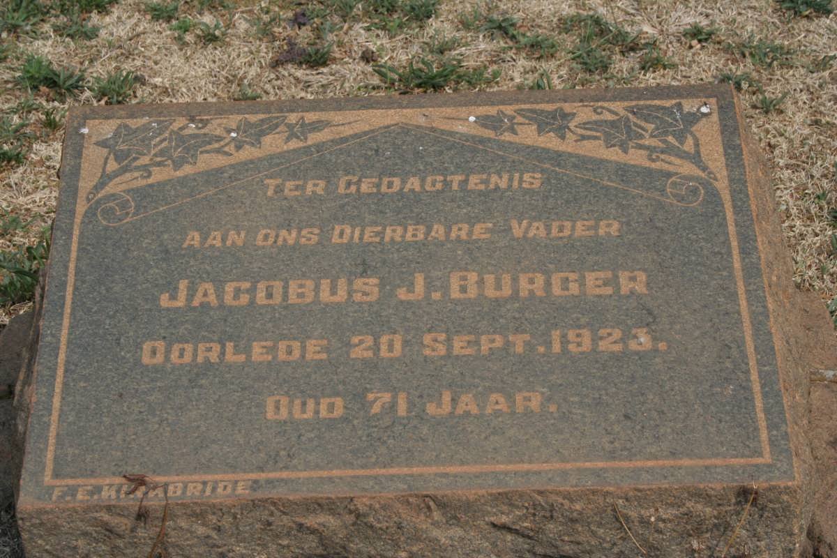 BURGER Jacobus J. -1923