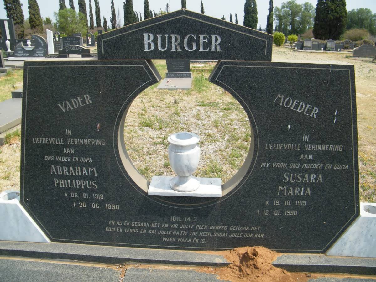 BURGER Abraham Philippus 1918-1990 &amp; Susara Maria 1919-1990