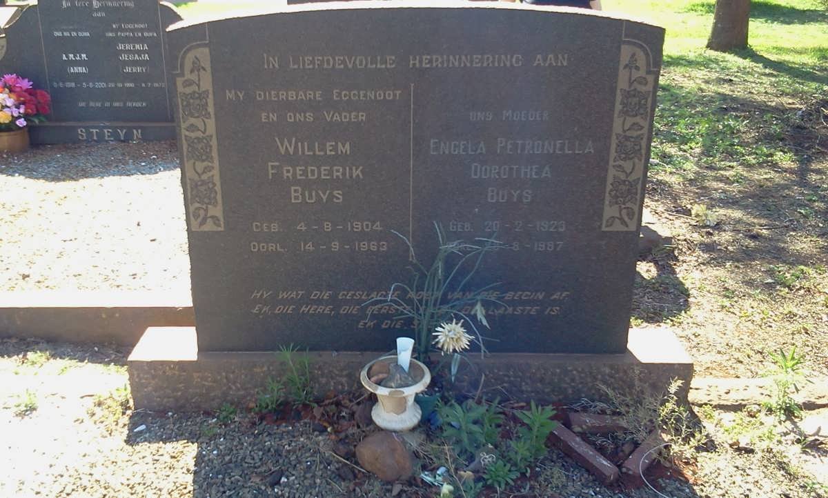 BUYS Willem Frederik 1904-1963 &amp; Engela Petronella Dorothea 1923-1987