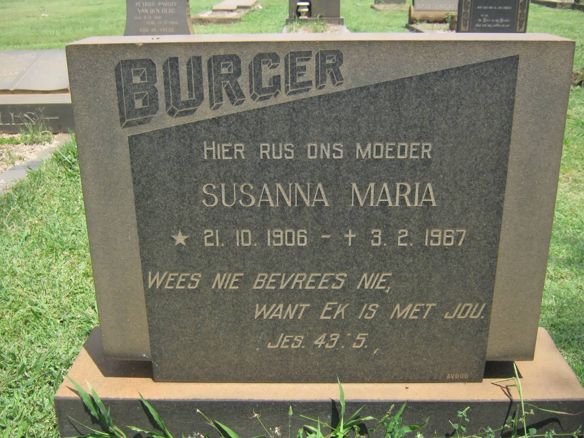 BURGER Susanna Maria 1906-1967