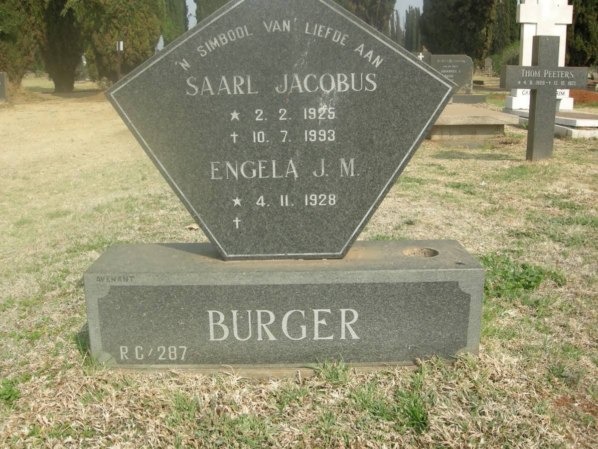 BURGER Saarl Jacobus 1925-1993 &amp; Engela J.M. 1928-