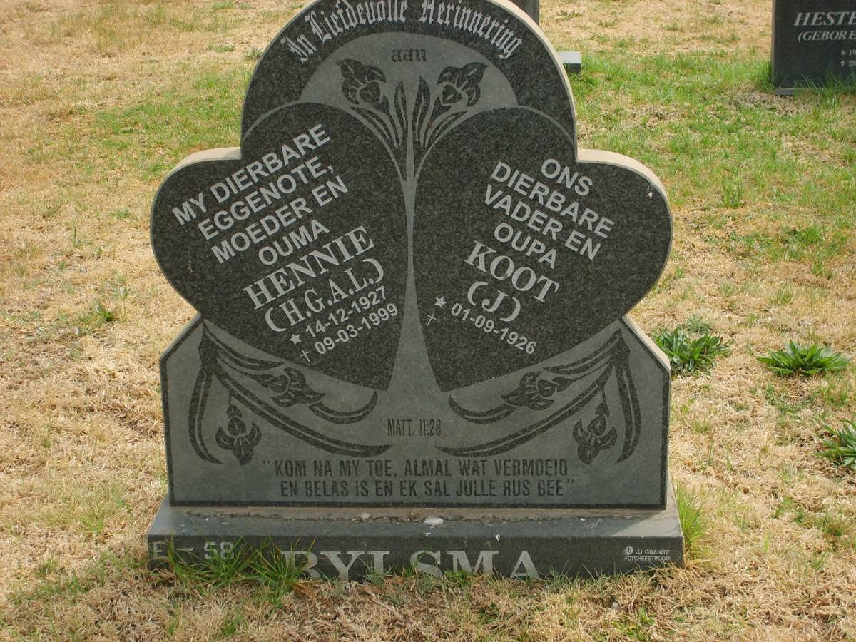 BYLSMA J. 1926- &amp; H.G.A.L. 1927-1999 