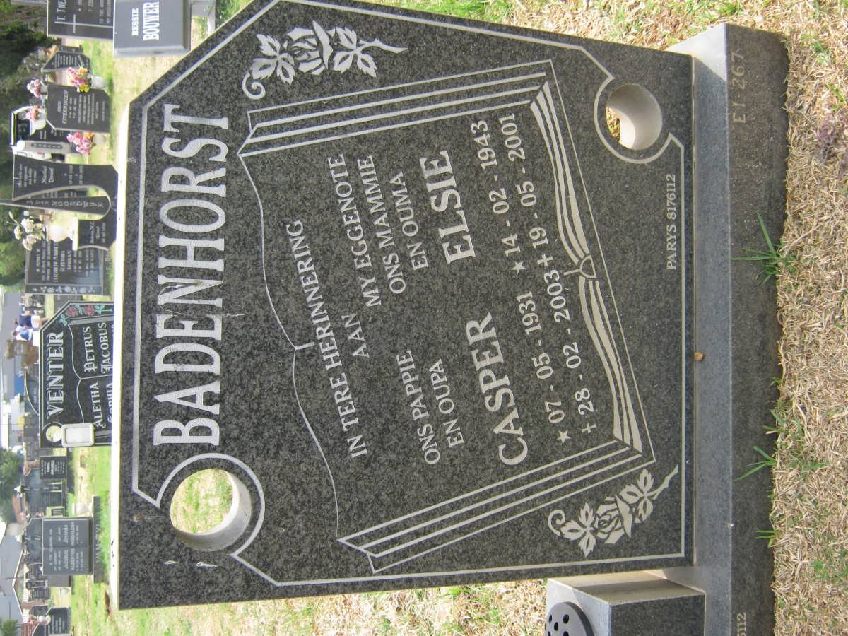 BADENHORST Casper 1931-2003 &amp; Elsie 1943-2001