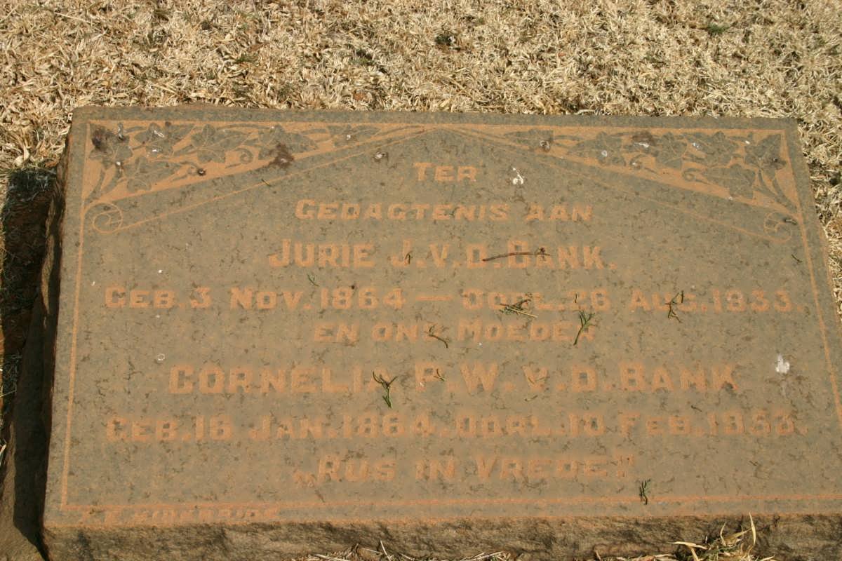 BANK Jurie J., v.d. 1864-1933 &amp; Cornelia P.W. 1864-1953