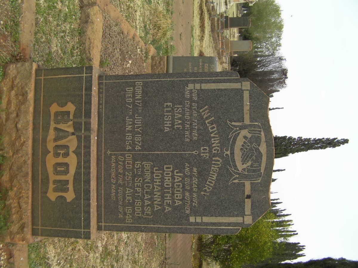 BACON Isaac Elisha 1874-1954 &amp; Jacoba Dorothea Johanna CLAASE 1900-1948