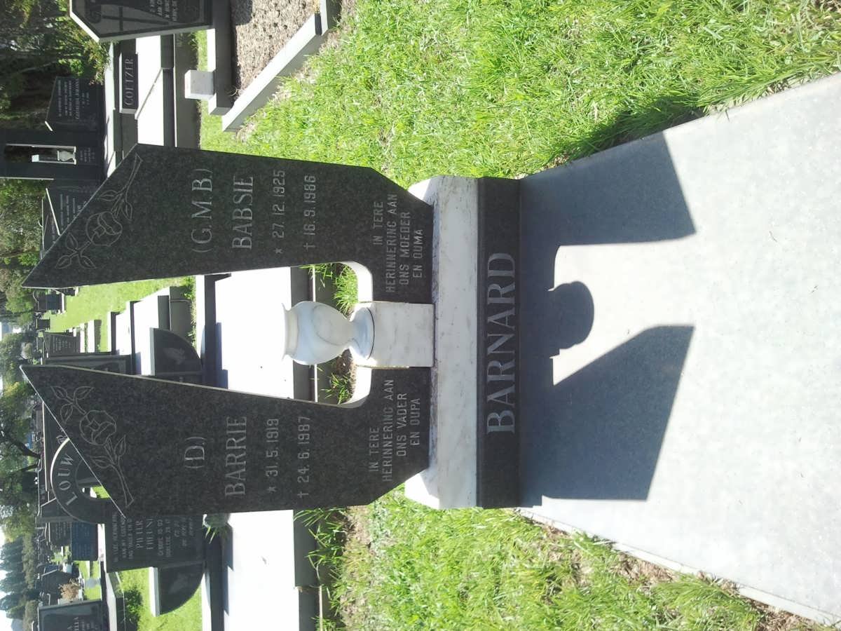 BARNARD D. 1919-1987 &amp; G.M.B. 1925-1986