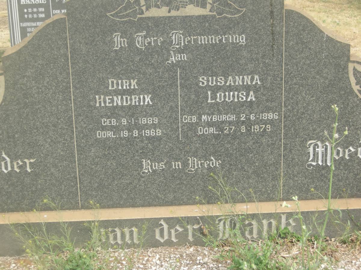 BANK Dirk Hendrik, van der 1889-1968 &amp; Susanna Louisa MYBURGH 1886-1979