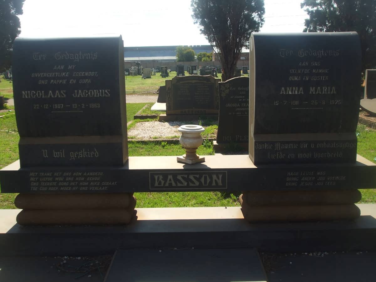 BASSON Nicolaas Jacobus 1907-1963 &amp; Anna Maria 1911-1975