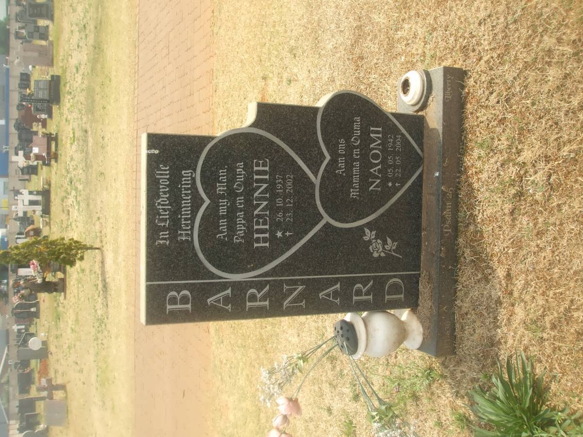 BARNARD Hendrik Louis 1937-2002 &amp; Naomi 1942-2004