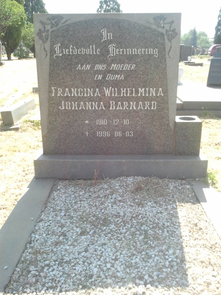 BARNARD Francina Wilhelmina Johanna 1910-1996