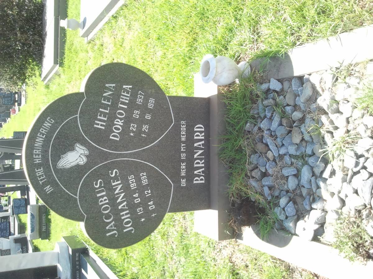BARNARD Jacobus Johannes 1935-1992 &amp; Helena Dorothea 1937-1991