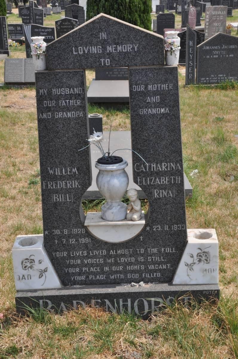 BADENHORST Willem Frederik 1928-1991 &amp; Catharina Elizabeth 1933-2004