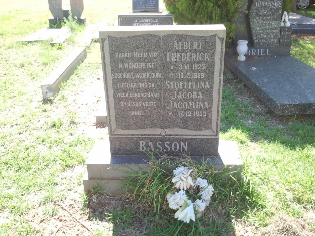 BASSON Albert Frederick 1923-1989 &amp; Stoffelina Jacoba Jacomina 1933-
