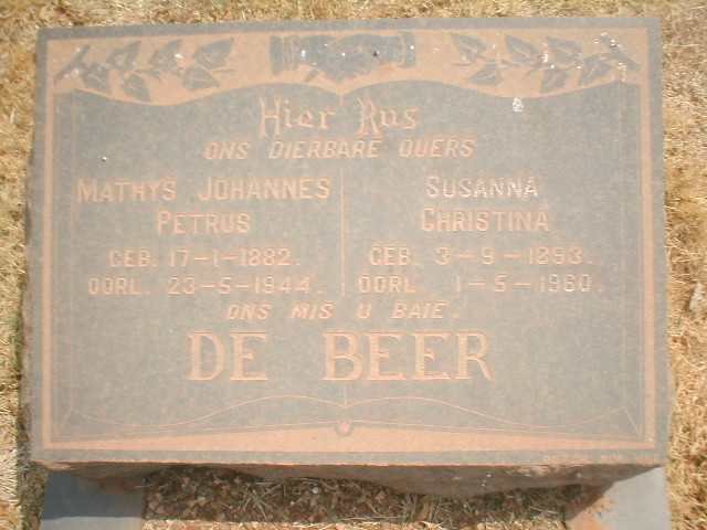 BEER Mathys Johannes Petrus, de 1882-1944 &amp; Susanna Christina 1893-1960