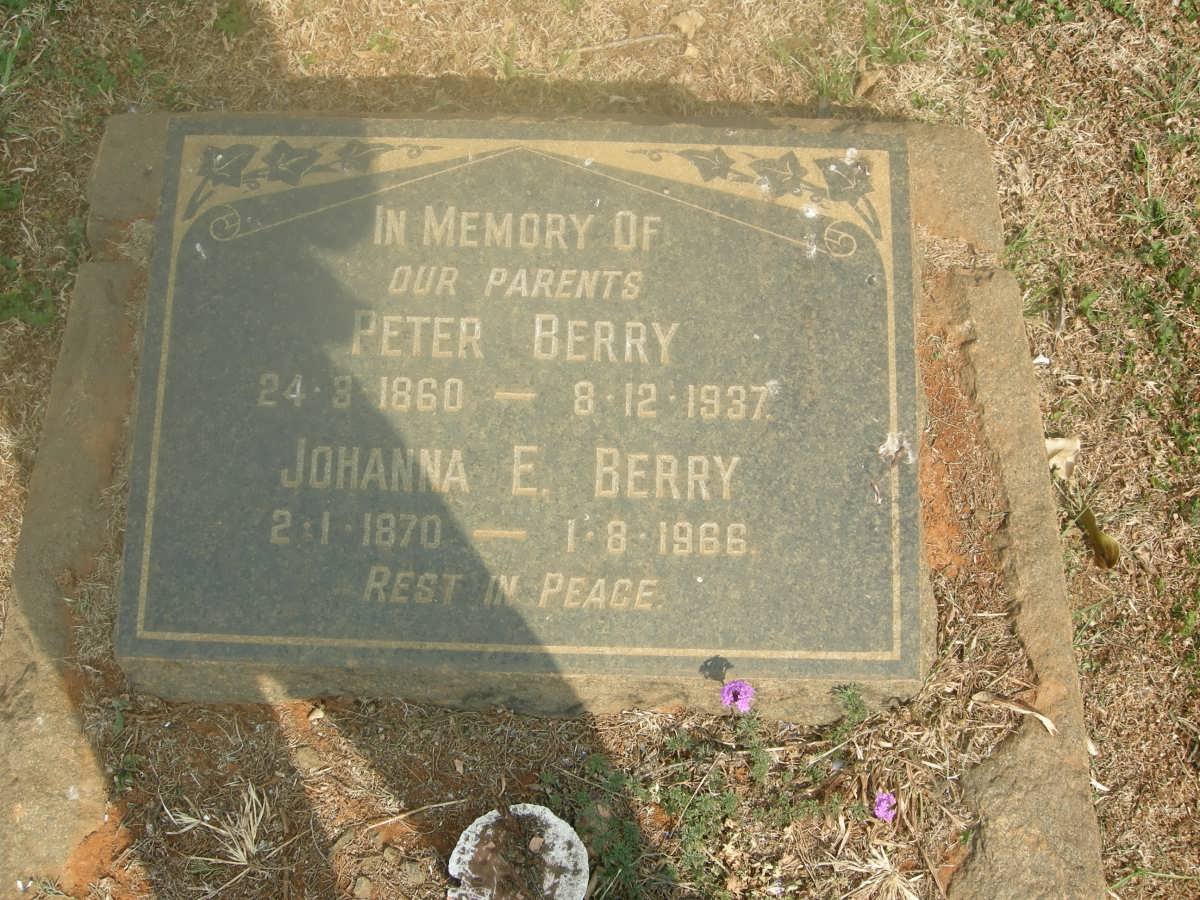 BERRY Peter 1860-1937 &amp; Johanna E. 1870-1966