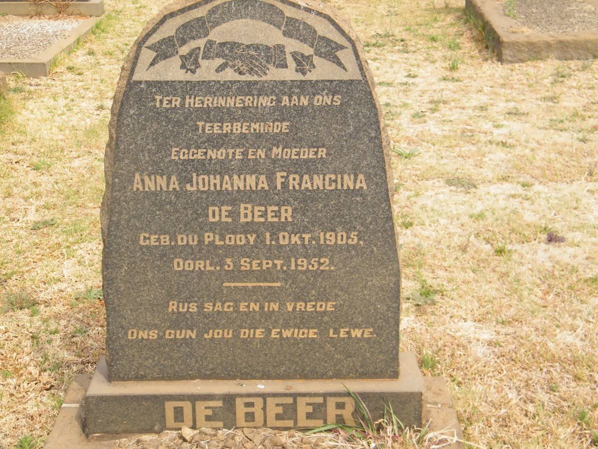 BEER Anna Johanna Francina, de nee DU PLOOY 1905-1952