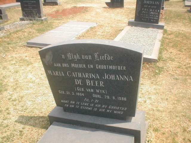 BEER Maria Catharina Johanna, de nee VAN WYK 1904-1986