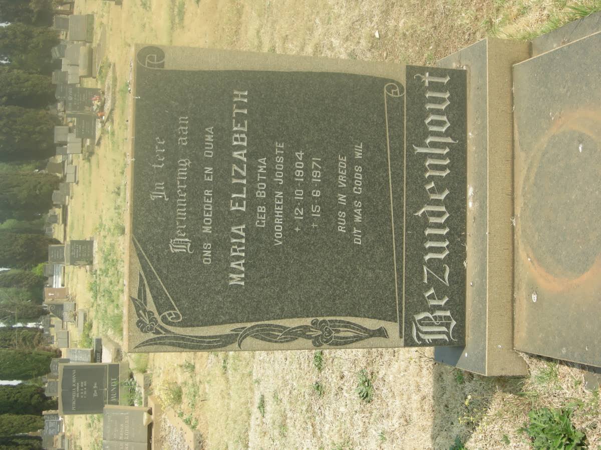 BEZUIDENHOUT Maria Elizabeth formerly JOOSTE nee BOTMA 1904-1971