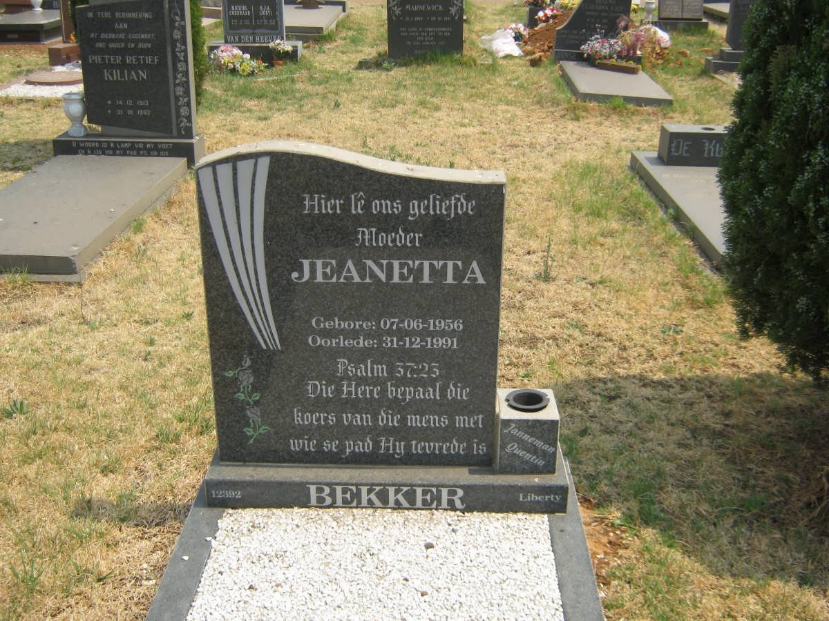 BEKKER Jeanetta 1956-1991