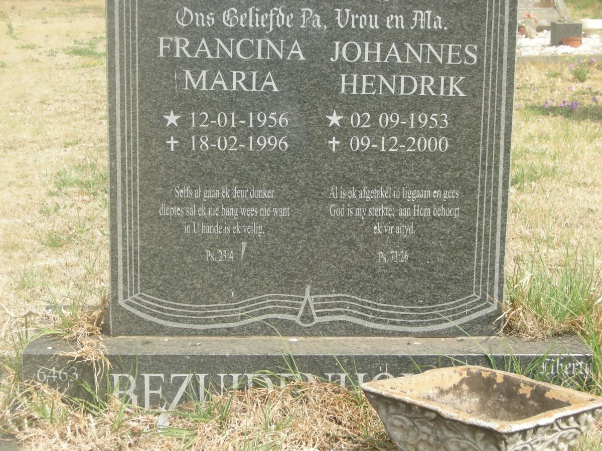 BEZUIDENHOUT Johannes Hendrik 1953-2000 &amp; Francina Maria 1956-1996