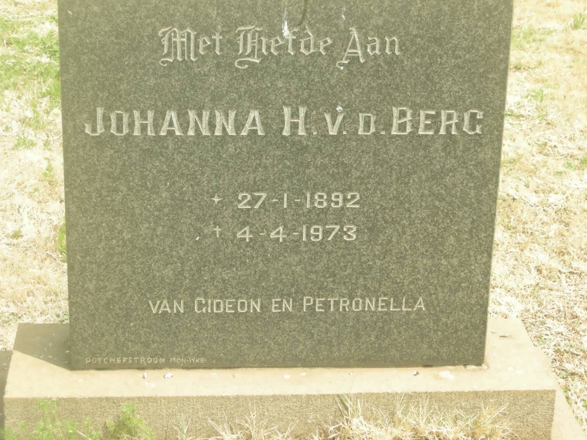 BERG Johanna H., v.d. 1892-1973