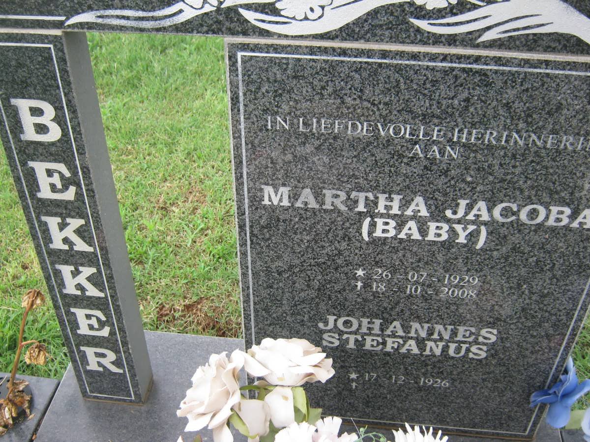 BEKKER Johannes Stefanus 1926- &amp; Martha Jacoba 1929-2008