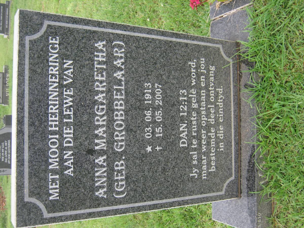 BERG Anna Margaretha, van den nee GROBBELAAR 1913-2007