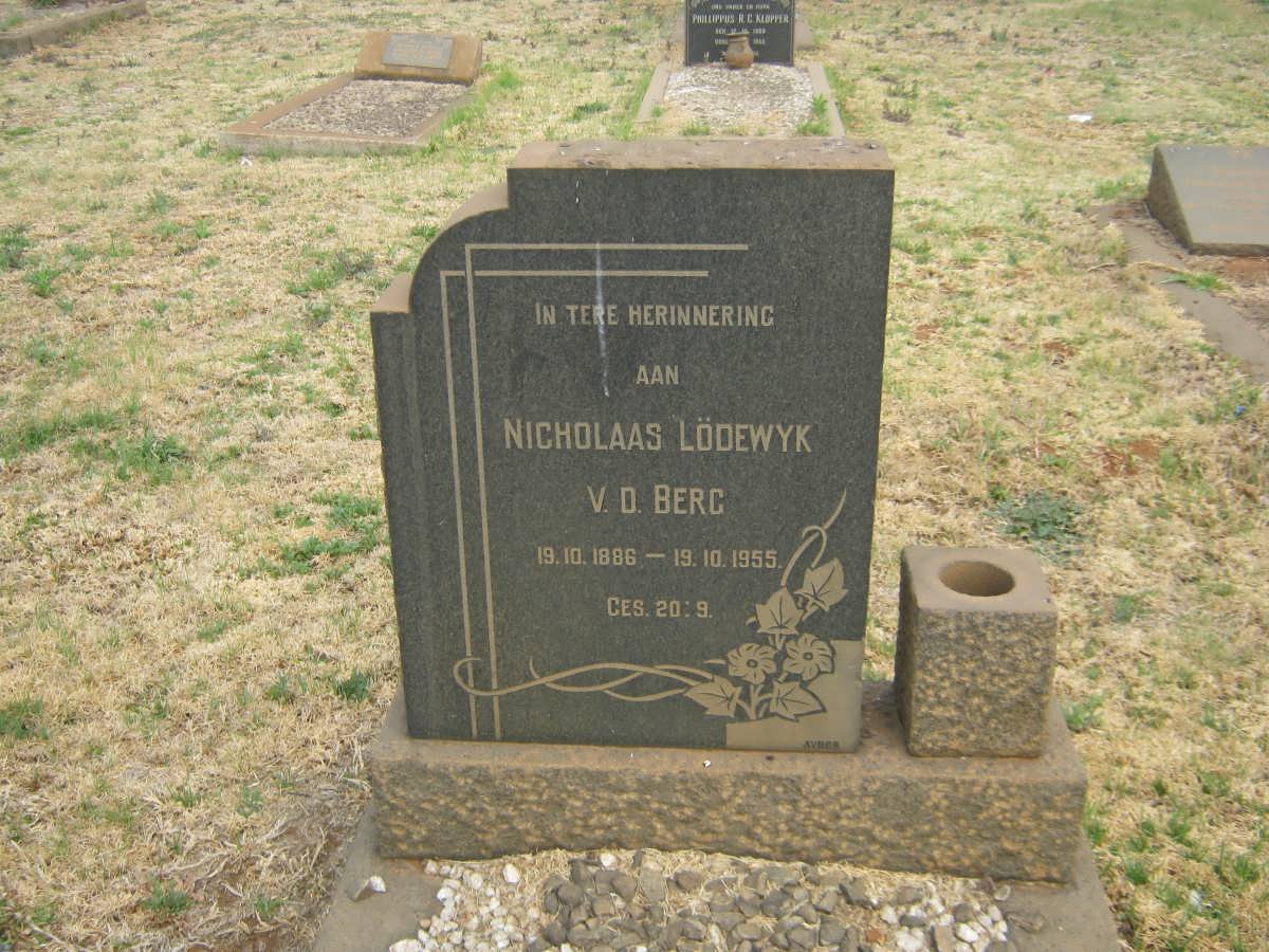 BERG Nicholaas Lödewyk, v.d. 1886- 1955