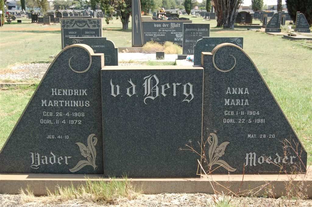 BERG Hendrik Marthinus, v d 1908-1972 &amp; Anna Maria 1904-1981