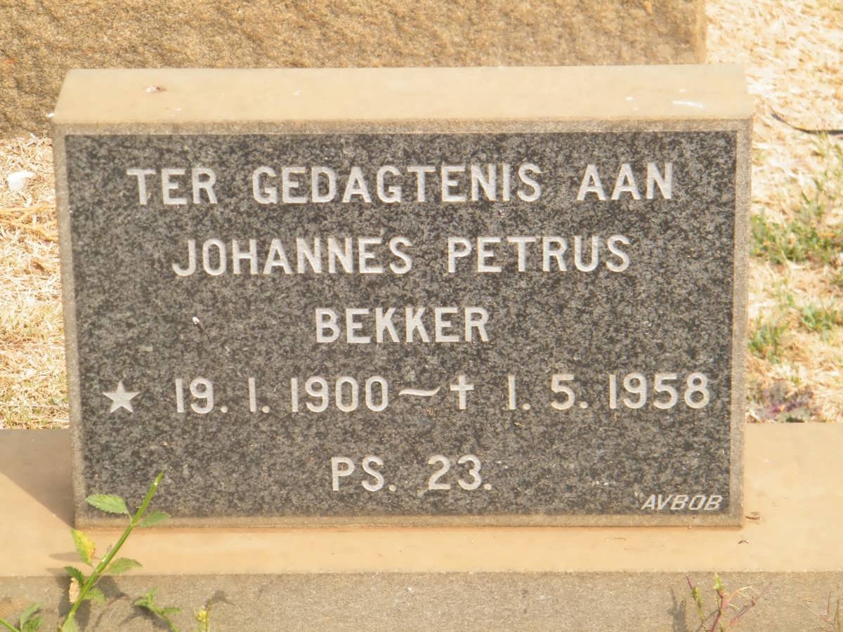 BEKKER Johannes Petrus 1900-1958
