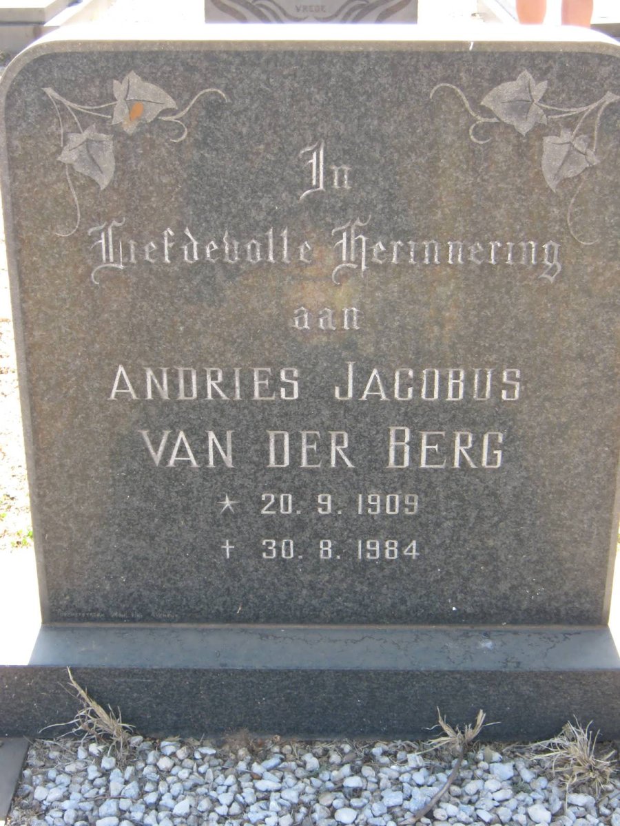 BERG Andries Jacobus, van der 1909-1984