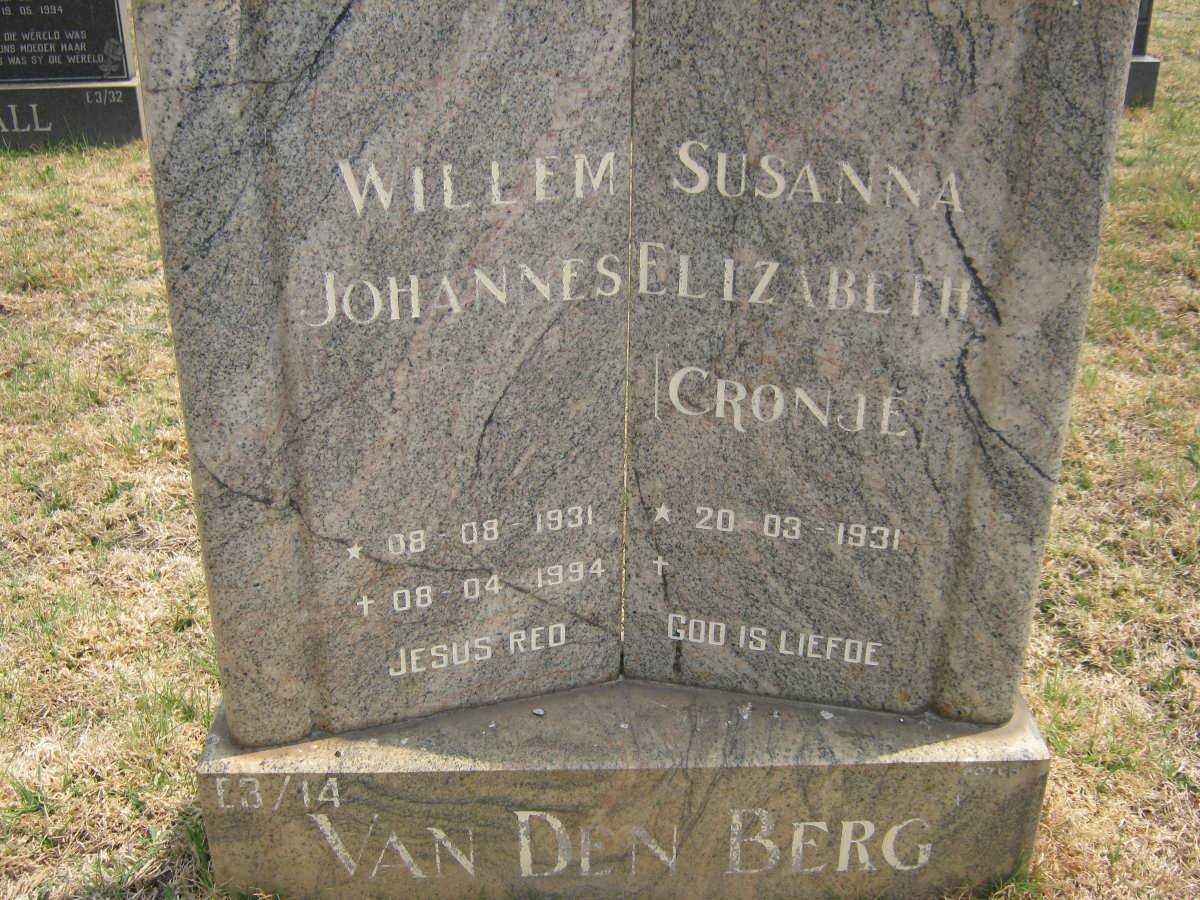 BERG Willem Johannes, van den 1931-1994 &amp; Susanna Elizabeth CRONJE 1931-